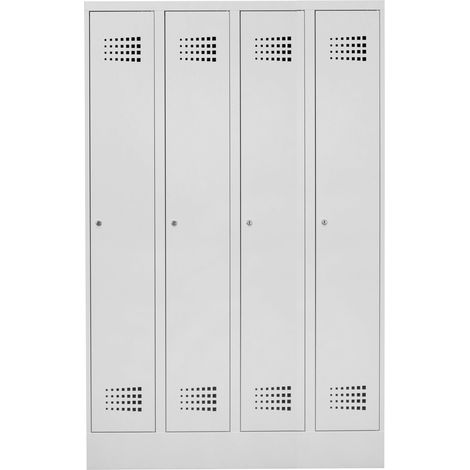 STIER Garderobenspind Premium mit Sockel 4 Abteile Zylinderschloss lichtgrau (1/4)