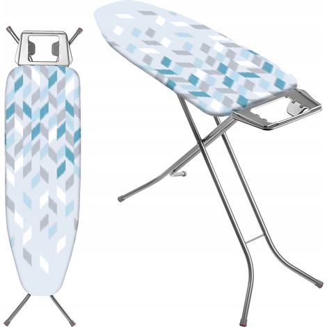 KADAX Table à Repasser 120 x 38 cm, Planche Pliable avec Housse en Coton, Support de Fer Intégré, Pieds Antidérapants et Reglable Hauteur (Bleu) (1/5)
