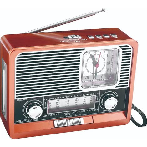 Style rétro radio Bluetooth AM modulation de fréquence pleine bande bois de noix portable (1/5)