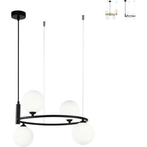 Lampada a soffitto cerchio sospeso anello 4 sfere moderno Ring Maytoni - Nero (1/5)