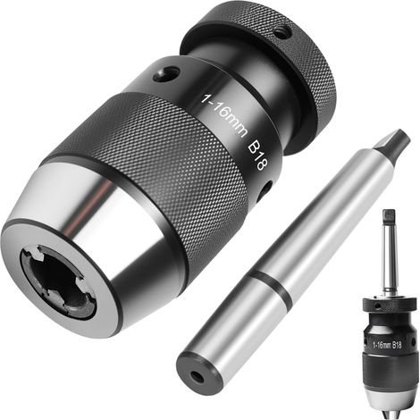Mandrin auto-serrant B18 (1-16 mm) avec mandrin conique MK2/MT2, mini mandrin de précision MK2/MT2, rabats d'extraction pour tour, perceuse, tour (1/5)