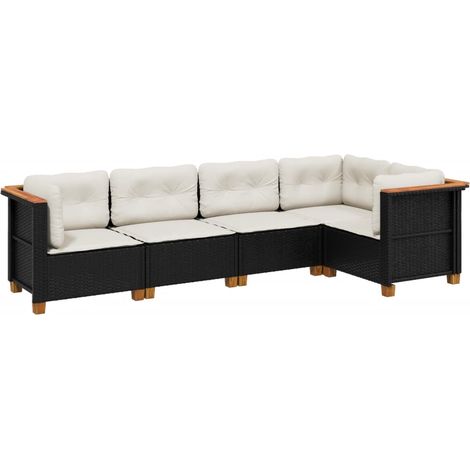 Maison Exclusive - Set Divani da Giardino 5 pz con Cuscini in Polyrattan Nero (1/5)