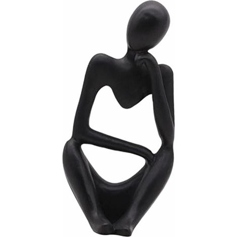La Statue du penseur, Résine Penseur Sculpture Abstraite Statue Caractère Moderne Figurines Accueil Décor Bureau de Bureau Ornement d'anniversaire Cadeaux Noir Droit (1/5)