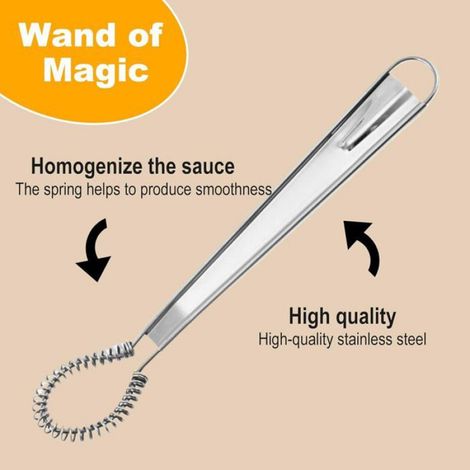Fouet Cuisine Inox 20.5cm Mini, Ustensile Manuel Acier Inoxydable, Pour Œufs Crème Pâtisserie, Design Compact (1/4)