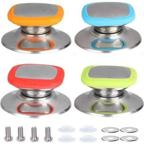 Boutons de Couvercle de Pot - Ustensiles de Cuisine - Acier Inoxydable - 4 pièces - Compatible Lave-Vaisselle (1/4)