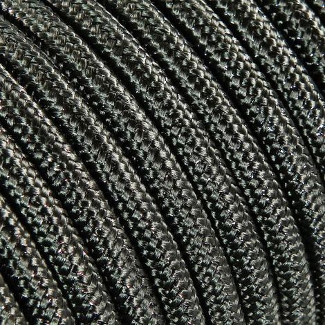 Fil Électrique Tissu Gris Brillant 2x0,75mm² - Câble Électrique Textile de Qualité