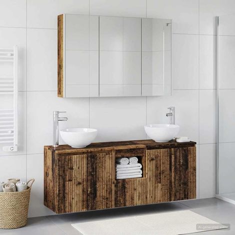 vidaXL Juego de Muebles de Baño 4 uds. Madera envejecida (1/5)