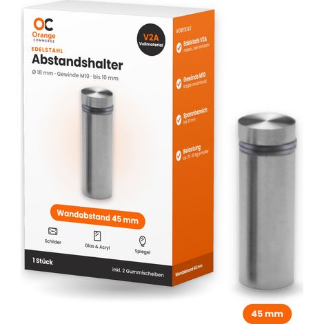 Edelstahl Abstandshalter für Schilder und Spiegel 45 mm (1/5)