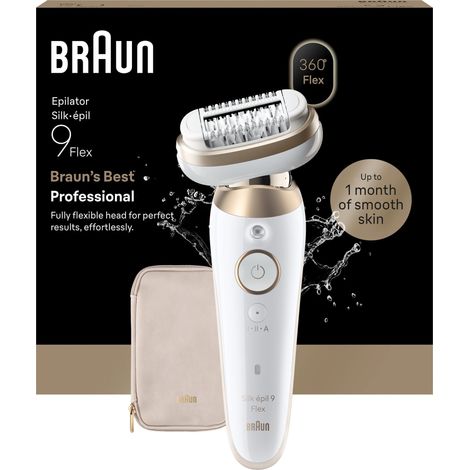 Braun Silk-Épil 9 Flex Epilador Wet & Dry 9-011 3D, Cabeza Flexible 360°, 40 Pinzas, Oro