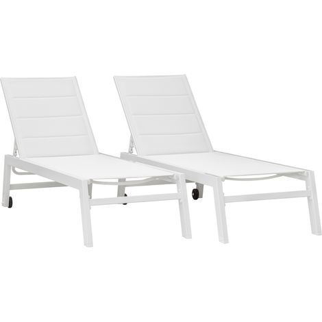 Set di 2 lettini BARBADOS in textilene bianco - alluminio bianco