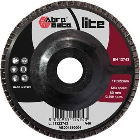 DISCO LAMELLARE AL CORINDONE 'LITE' ABRA BETA Ø 115x22 mm - grana 80 Q.TA 10