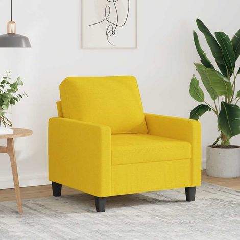 Fauteuil jaune clair en tissu avec accoudoirs, assise 60 cm, cadre en métal - PANGIVO (1/5)