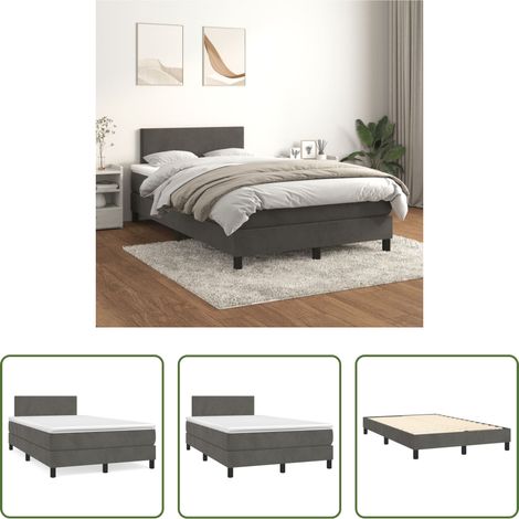 Samtbett - Boxspringbett mit Matratze Dunkelgrau 120x200 cm Samt (1/5)