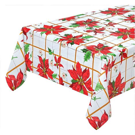 Tovaglia Natalizia Copritavolo Antimacchia Plastificata Retro Felpato Candele Natale - 140x50 cm (1/4)