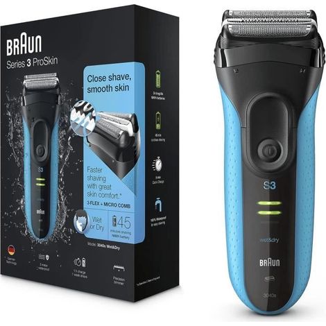 Braun – Rasoir électrique homme à grille 3 têtes – SensoFoil – Unité pivotante – Lavable – Autonomie 50 min – Charge rapide 1h (1/5)