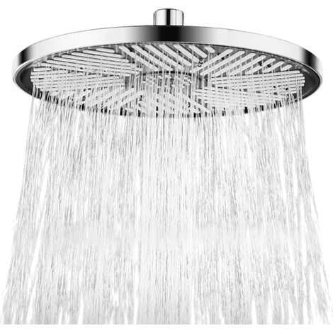 Pomme de douche haute pression, 25,4 cm, tête de douche cascade autonettoyante, pommeau de douche avec boule pivotante, pommeau de douche rond fixe réglable avec finition chromée raccords universels (1/5)