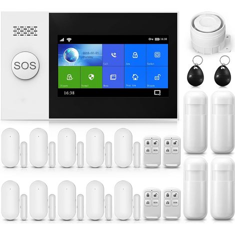 Wireless home alarm system, Wi-Fi security system with a 4.3-inch touchscreen. Compatible with Alexa and Google Assistant for homes and apartments. (1/5)