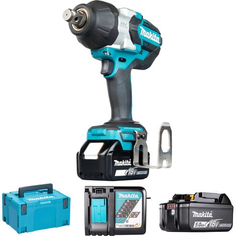 Makita – Boulonneuse à chocs 18V Li-Ion 5Ah 1050Nm – Moteur Brushless – 3 niveaux de puissance – Double éclairage LED – Coffret inclus