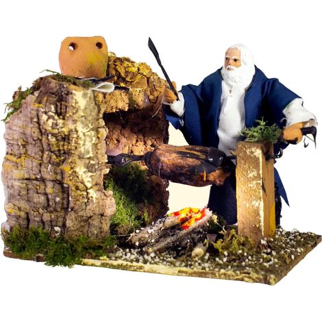 Animierter Porchettaio für den Krippenaufbau 8 cm, 14 × 9 × 15 cm (1/2)