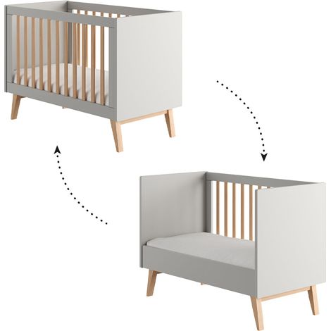 Lettino evolutivo Pinio Swing 60x120 Grigio e legno (1/5)