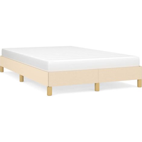 Lit double Lit adulte Cadre de lit sans matelas crème 120x190 cm tissu (1/5)