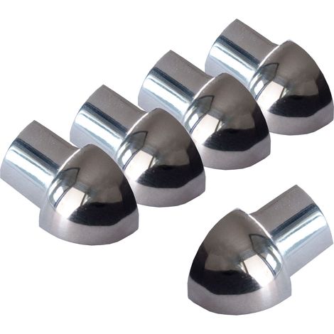 Dalsys Angle extérieur pour profilé en quart de cercle en acier inoxydable, Profilé pour carrelage - Poli 8mm, 5 pièces