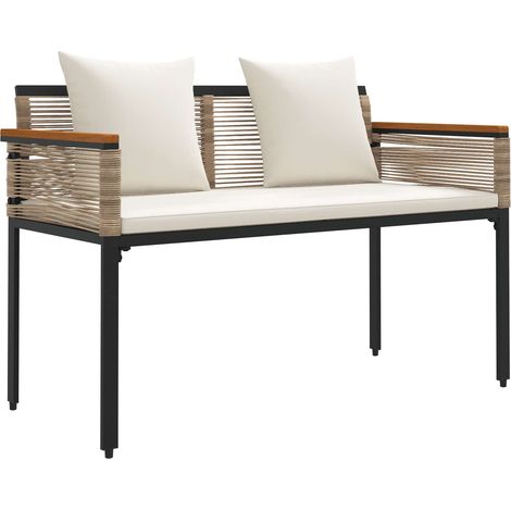 Banco de exterior con cojín Beige y crema 117 x 54 x 74.5 cm vidaXL