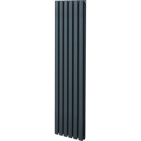 Röhrenheizkörper Oval Zentralheizung Modern Vertikal Anthrazitgrau 1600 x 360mm