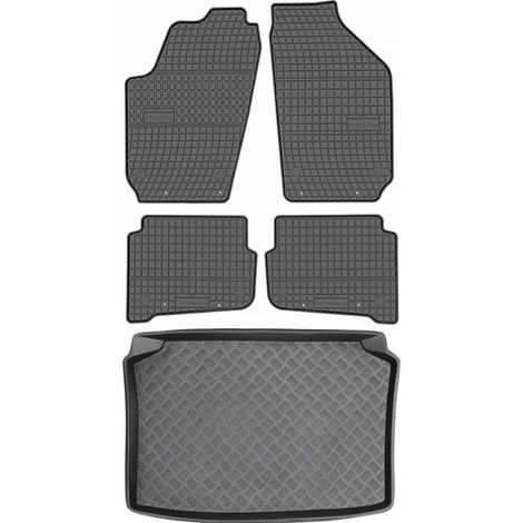 Set di tappetini in gomma per auto e tappetino per bagagliaio per Volkswagen Polo IV Hatchback dal 2001 al 2009.