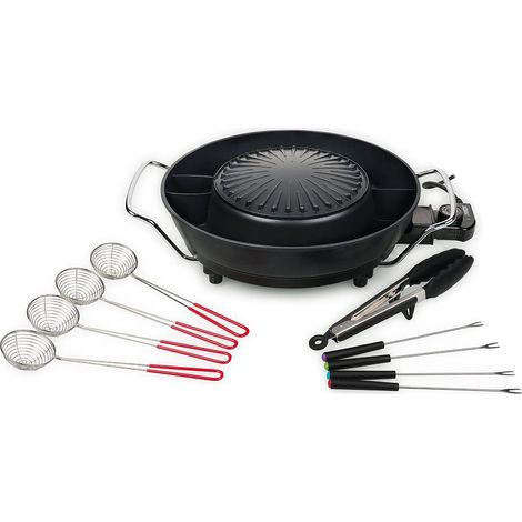 Barbecue coréen Hot Pot - Nombreux Accessoires Inclus - 3 L - 4 Personnes - 1 800 W, Noir (1/5)