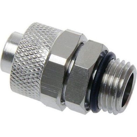 Connecteur Tubes Watercooling - Laiton Argenté - Filetage 1/4 Pouces - Diamètre 10/8 mm - Unité