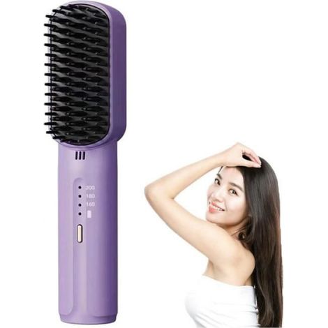 Peigne à lisser portable - Non spécifié - Violet - 3200 mAh - Chauffage 20 secondes - 3 niveaux de température (1/4)