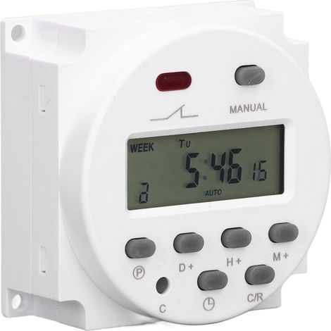 Elektronischer Timer, programmierbar, LCD-Digitalanzeige, Zeitschaltuhr mit Relais, 16 Ein-/16 Aus-Schalter, CN101ADC12V (1/5)