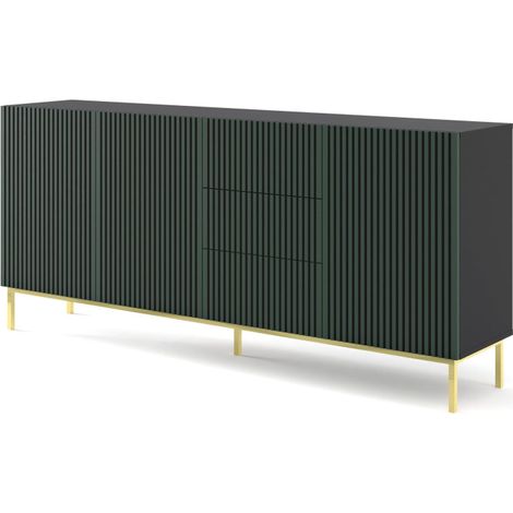 Commode Ravenna F 200 cm 3D3S noir vert avec cadre (1/5)