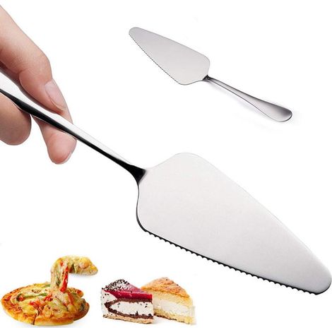 2 pièces Cake Phel, pelle à pizza, serveur de gâteau à gâteau en acier inoxydable à bord dentelé (1/5)