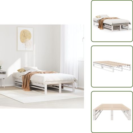 vidaXL Massivholzbett ohne Matratze Weiß 100x200 cm Kiefernholz