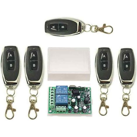 Interrupteur Télécommandé Sans Fil - Récepteur et Émetteur 433 MHz - 2 Canaux - Tension DC 12 V à 48 V - Pour Portes Électriques Lampes Voitures - 1 Pièce