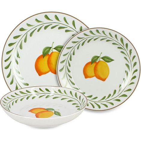 Service de table 36 pièces en porcelaine, LEMON