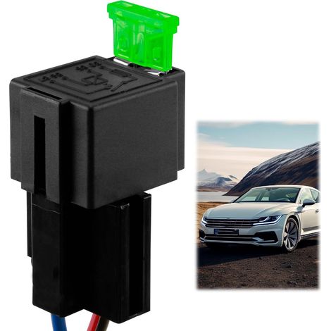 Relais Automobile 12V 30A, 4 Broches SPST avec Fusibles à Lame ATO/ATC Intégrés, Prise avec Câbles 12AWG, pour Phares, Ventilateurs et Accessoires de Voiture (1/5)