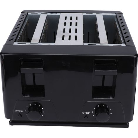 Grille-pain 4 tranches Acier inoxydable Fentes extra larges Réglage brunissage 6 niveaux Plateau amovible Compact (1/4)