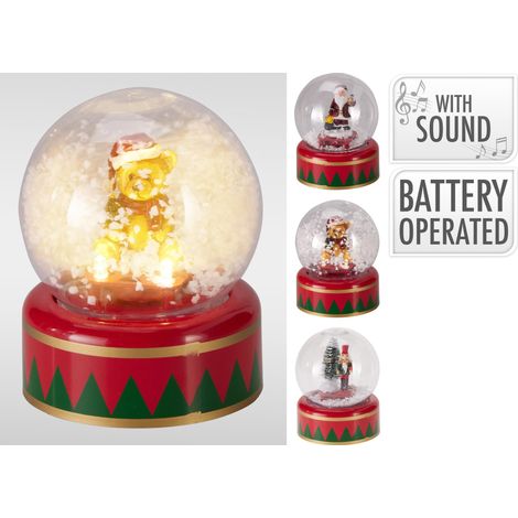 Sfera d'acqua natalizia con LED e musica modello assortito PERAGA CHRISTMAS