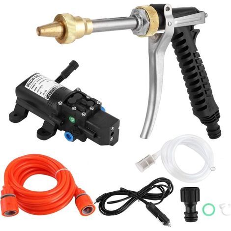 130PS DC 12V 80W Pompe de Lave-Auto à Haute Pression Nettoyage de Pompe à eau Pompe à eau Portable Kit de Lavage de Pistolet Pour de Pneus de Porte de Voiture (1/5)