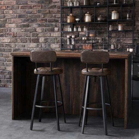 Tabouret de bar marrón Oscuro en pU métal 43,5 x 35,5 x 98 cm (1/5)