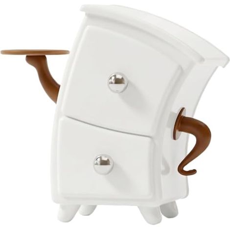 Mobiletto da scrivania con cassetti e vassoio portachiavi, ideale per riporre gioielli e articoli da ufficio. (1/5)