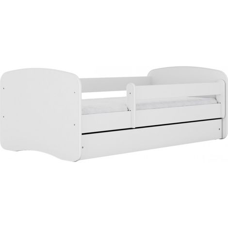 HAPPY - Complete white children's bed 180 x 80 cm base + mattress + drawers (1/4)