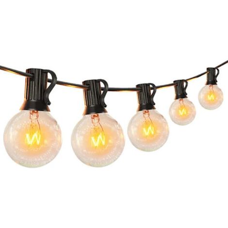 Guirlande lumineuse extérieure G40 de 7,5 m avec ampoules LED E12, étanche IP44, 15 lumières (1/4)