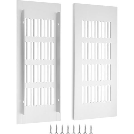 Grille de ventilation en aluminium avec vis pour ventilation d'armoire et de pièce, 20 x 8 cm, argent, 2 pièces