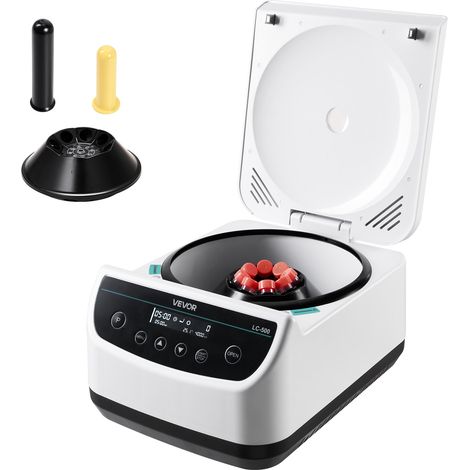 VEVOR Centrifugeuse electrique 100-1900 x g RC, machine centrifuge laboratoire avec rotor unique pour tubes de 2/5/10/15 ml, faible vitesse 500-4000 tr/min, avec minuterie, pour diverses experiences (1/5)