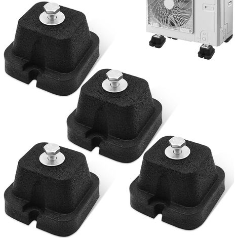 4 Pcs Amortisseur Climatiseur Exterieur, Bases d'amortissement en Caoutchouc, Patins Antichoc Anti-Bruit,Support de Fixation Renforcé pour Unité Extérieure de Climatisation,Pompe à Chaleur,Système CVC (1/5)