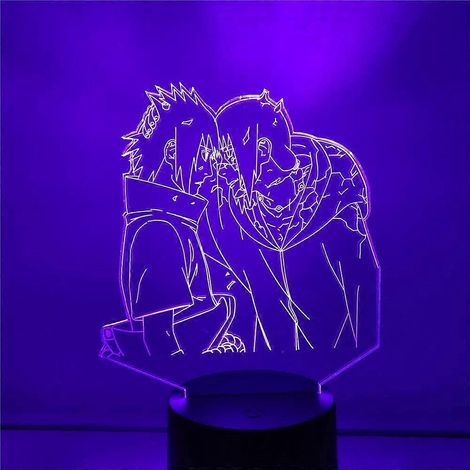 Lampe à illusion 3D Anime Naruto LED Uchiha Itachi Sasuke Veilleuse 3D Lampe de table/bureau Luminaire Anime Cadeau créatif